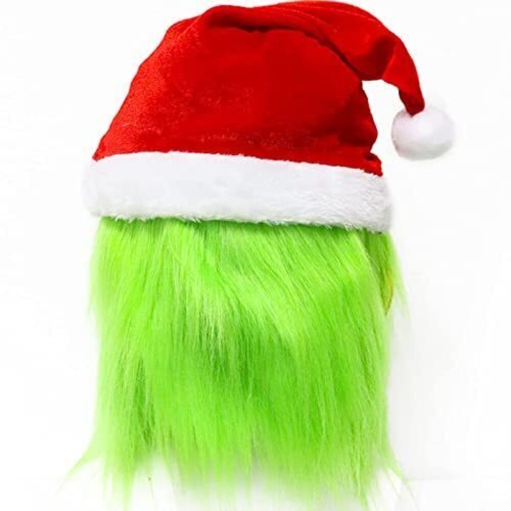 9961 Christmas Mask Green Furry Full Head Mask Funny Halloween Christmas